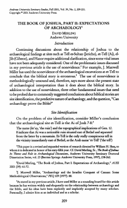 The Book of Joshua, Part II: Expectations of Archaeology