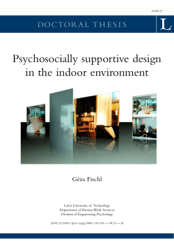Psychosocially supportive design in the indoor environment