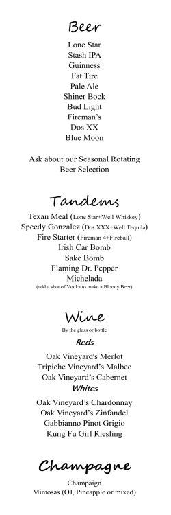 Bar Menu - Kick Butt Coffee