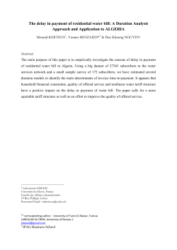 The delay in payment of residential water bill: A Duration Analysis