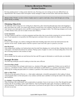 Strong Business Writing: Revision Strategies