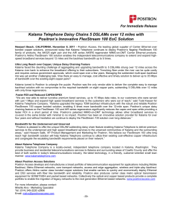 Kalama Telephone Daisy Chains 5 DSLAMs over 12 miles with