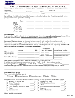 Agriculture Supplemental Application