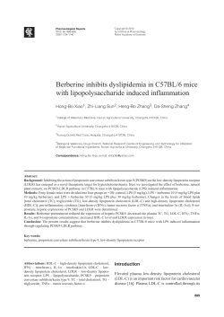 Berberine inhibits dyslipidemia in C57BL/6 mice with