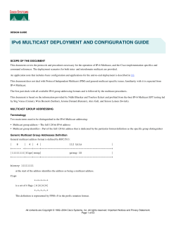 IPv6 Multicast Deployment and Configuration Guide