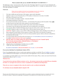 Tax Checklist - Ben Franklin Tax Services