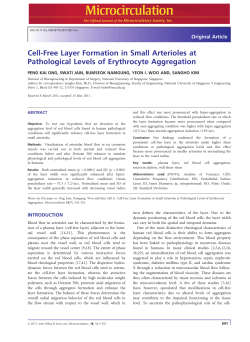 Cell-Free Layer Formation in Small Arterioles at Pathological Levels