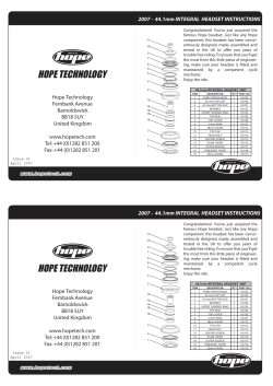 44.1 mm INTEGRAL HEADSET INSTRUCTIONS