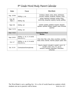 3rd Grade Word Study Parent Calendar