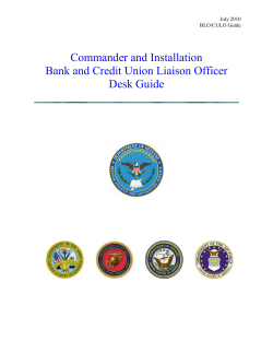 Commander and Installation Bank and Credit Union Liaison Officer