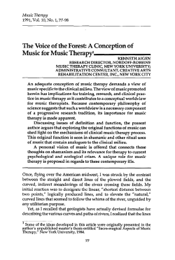 The Voice of the Forest: A Conception of Music for Music Therapy