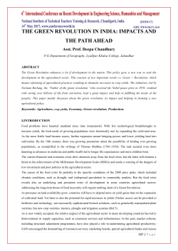 THE GREEN REVOLUTION IN INDIA: IMPACTS AND THE PATH