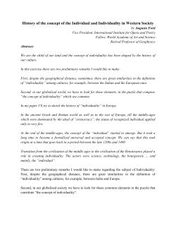 History of the concept of the Individual and Individuality in Western