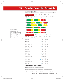7.8 Factoring Polynomials Completely