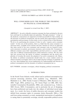 WILL CONSUMERS SAVE THE WORLD? THE FRAMING OF