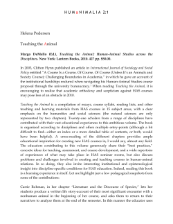 H U M a N I M A L I A  2:1 Helena Pedersen Teaching the Animal