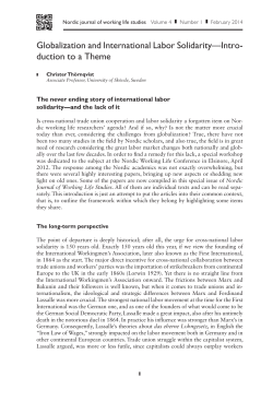 Globalization and International Labor Solidarity&mdash;Intro