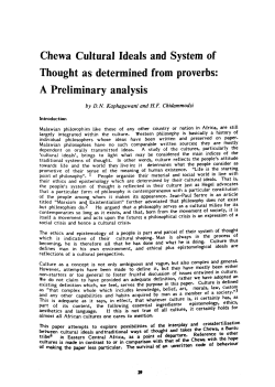Chewa Cultural Ideals and System of Thought