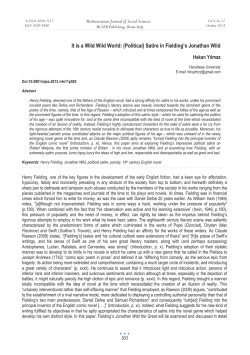 It is a Wild Wild World: (Political) Satire in Fielding`s Jonathan Wild
