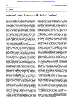 Leaders A physically activelifestyle public health`s best buy?