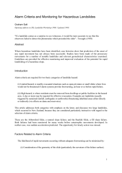 Alarm Criteria and Monitoring for Hazardous Landslides