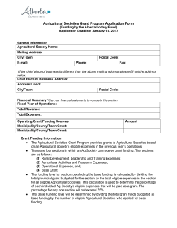 2016 Grant Application for Agricultural Societies