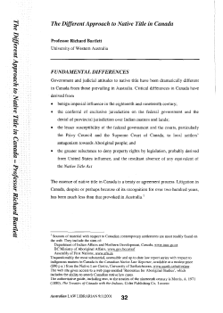 The Different Approach to Native Title in Canada 32