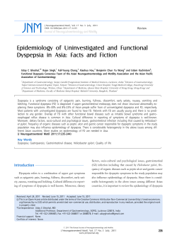 Epidemiology of Uninvestigated and Functional Dyspepsia in Asia