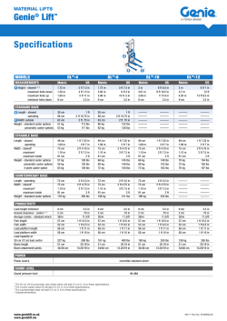 Specifications Genie&reg; LiftTM
