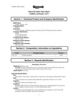 Material Safety Data Sheet Sodium carbonate, ACS Section 1