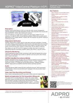 ADPRO Video Central Platinum Data Sheet