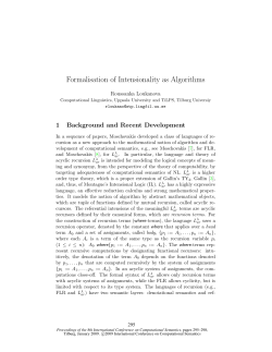 Formalisation of Intensionality as Algorithms