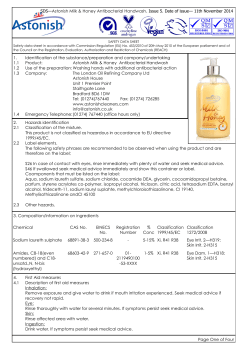2. Hazards identification 2.1 Classification of the mixture. This
