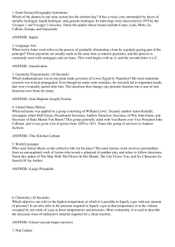 1. Earth Science/Geography/Astronomy Which of