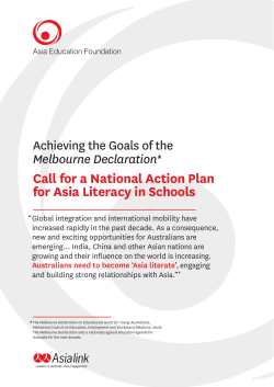 Call for a National Action Plan for Asia Literacy in Schools