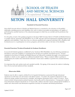 Standards for Essential Functions