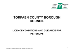 Pet Shops - Standard Licence Conditions