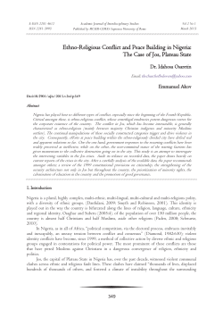 Ethno-Religious Conflict and Peace Building in Nigeria