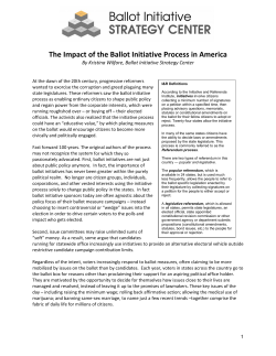 The Impact of the Ballot Initiative Process in America