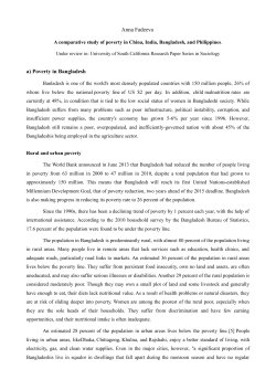 Anna Fadeeva a) Poverty in Bangladesh