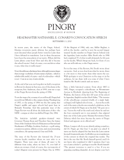 HEADMASTER NATHANIEL E. CONARD`S CONvOCATION SPEECH