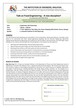Talk on Food Engineering &ndash; A new discipline?
