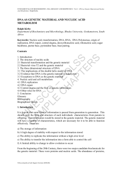 DNA as Genetic Material and Nucleic Acid Metabolism