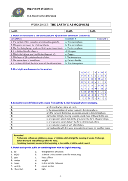 WORKSHEET: THE EARTH`S ATMOSPHERE
