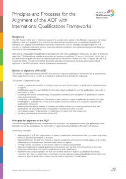 Principles and Processes for the Alignment of the AQF with