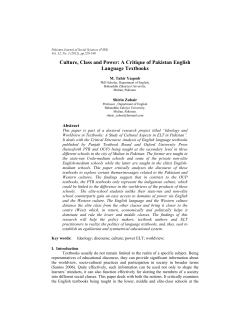 Culture, Class and Power: A Critique of Pakistan English