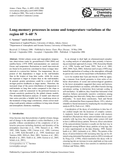 Long-memory processes in ozone and temperature variations at the