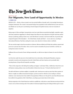 For Migrants, New Land of Opportunity Is Mexico