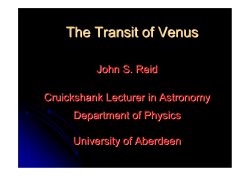The Transit of Venus - Homepages | The University of Aberdeen