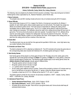 District 9-2A-D2 2015-2016 ~ Football District Rules (adopted 8/12/15)